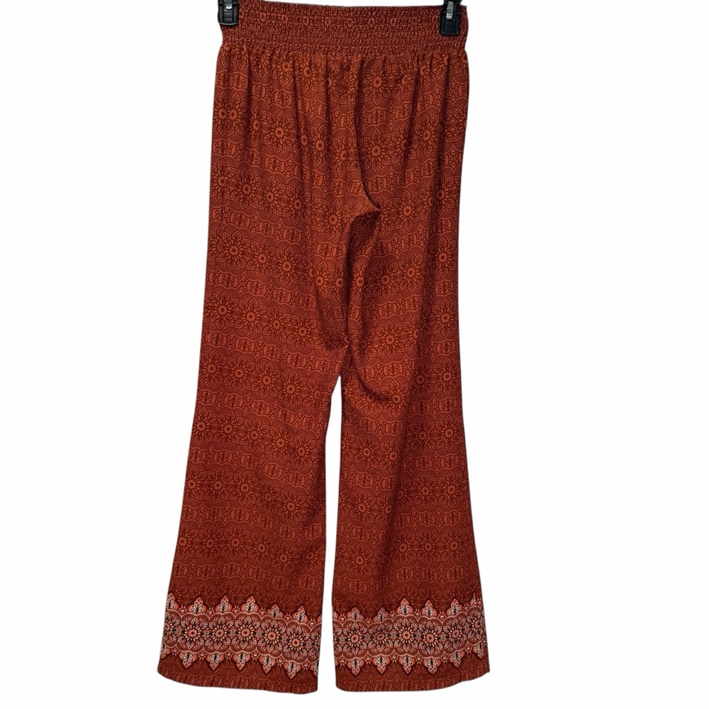 prAna Rust Boho Wide-Leg Floral Pants S – Lightweight Travel & Yoga Style - Picture 4 of 6